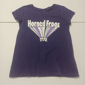 TCU Horned Frog Rivalry Threads Girl 6 Shirt Purple White Short Sleeve Crew Neck